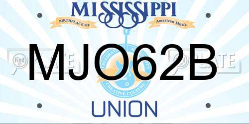 MJO62B Mississippi License Plate