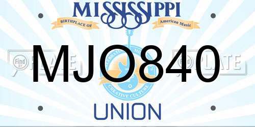 MJO840 Mississippi License Plate