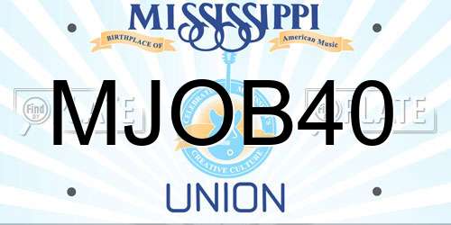 MJOB40 Mississippi License Plate