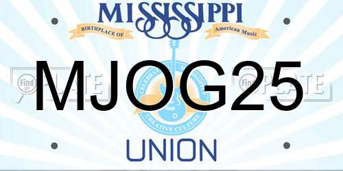 MJOG25 Mississippi License Plate