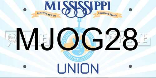 MJOG28 Mississippi License Plate