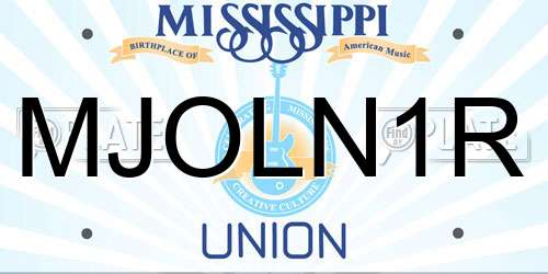 MJOLN1R Mississippi License Plate
