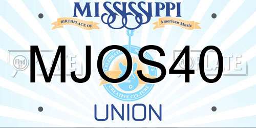 MJOS40 Mississippi License Plate