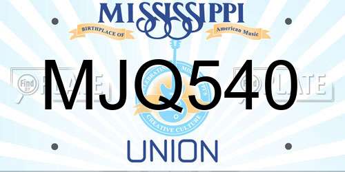 MJQ540 Mississippi License Plate