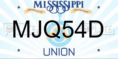 MJQ54D Mississippi License Plate