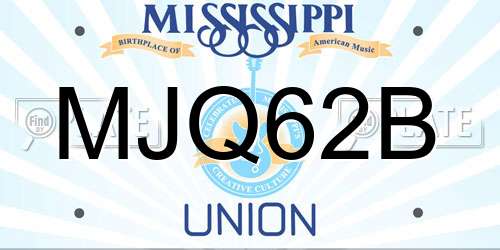 MJQ62B Mississippi License Plate