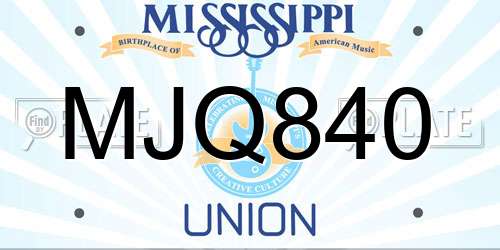 MJQ840 Mississippi License Plate