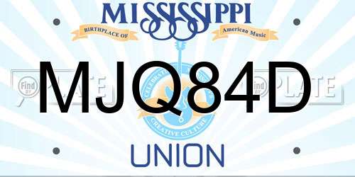 MJQ84D Mississippi License Plate