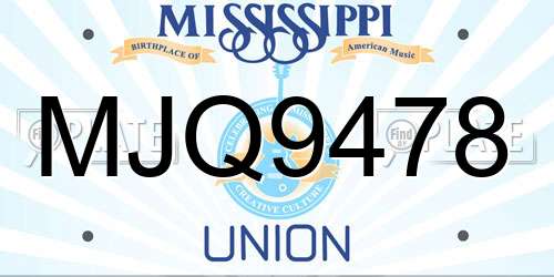 MJQ9478 Mississippi License Plate