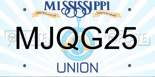 MJQG25 Mississippi License Plate