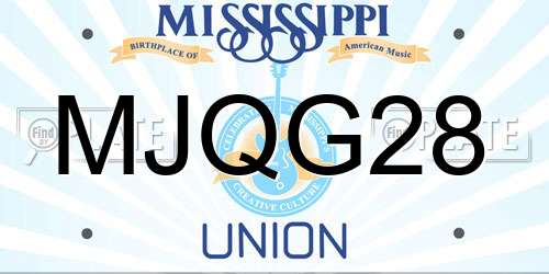 MJQG28 Mississippi License Plate