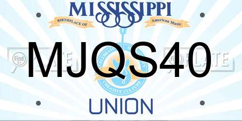 MJQS40 Mississippi License Plate