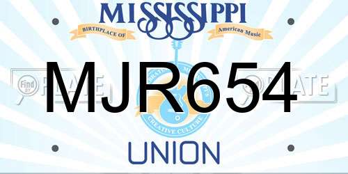 MJR654 Mississippi License Plate