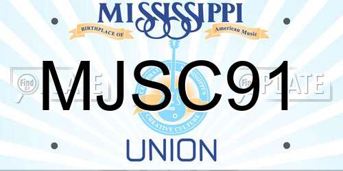 MJSC91 Mississippi License Plate