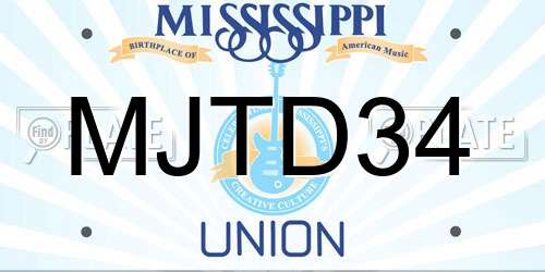MJTD34 Mississippi License Plate