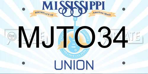 MJTO34 Mississippi License Plate