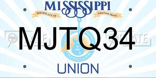 MJTQ34 Mississippi License Plate