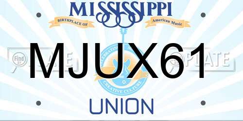 MJUX61 Mississippi License Plate