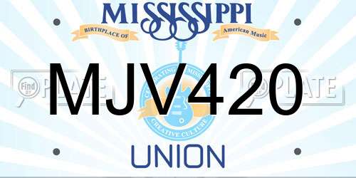 MJV420 Mississippi License Plate