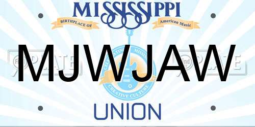MJWJAW Mississippi License Plate