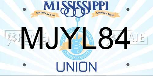 MJYL84 Mississippi License Plate