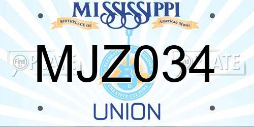 MJZ034 Mississippi License Plate