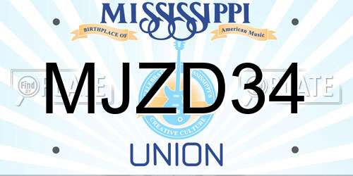MJZD34 Mississippi License Plate