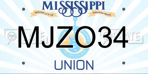 MJZO34 Mississippi License Plate