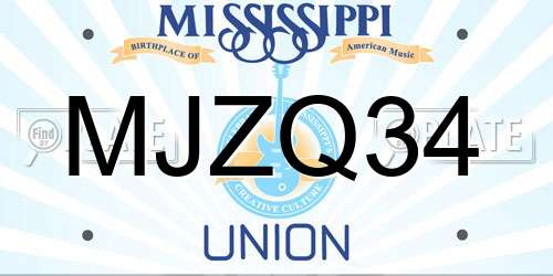 MJZQ34 Mississippi License Plate