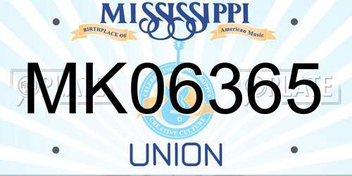 MK06365 Mississippi License Plate