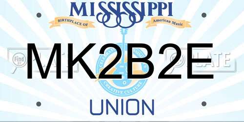 MK2B2E Mississippi License Plate