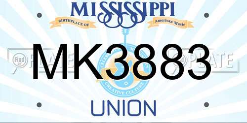 MK3883 Mississippi License Plate