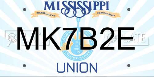 MK7B2E Mississippi License Plate