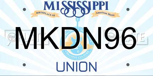 MKDN96 Mississippi License Plate