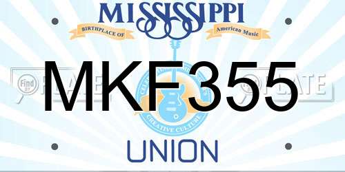 MKF355 Mississippi License Plate