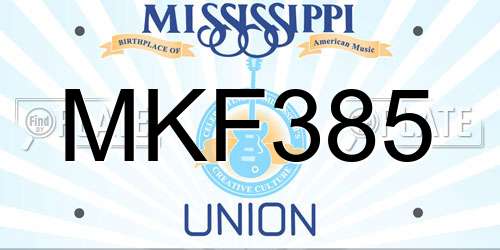 MKF385 Mississippi License Plate