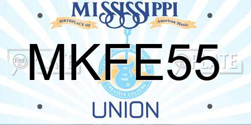 MKFE55 Mississippi License Plate