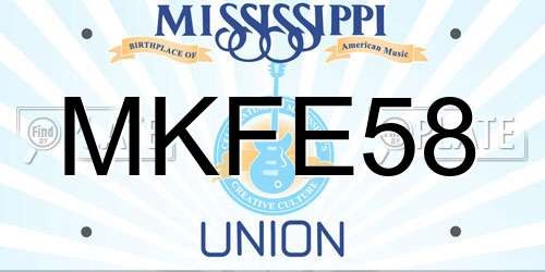 MKFE58 Mississippi License Plate