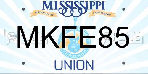MKFE85 Mississippi License Plate