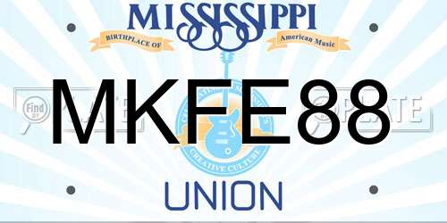 MKFE88 Mississippi License Plate