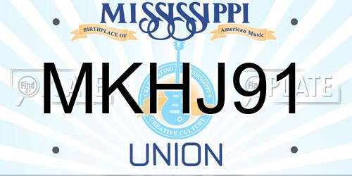 MKHJ91 Mississippi License Plate