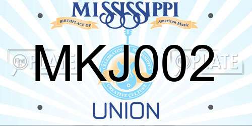 MKJ002 Mississippi License Plate