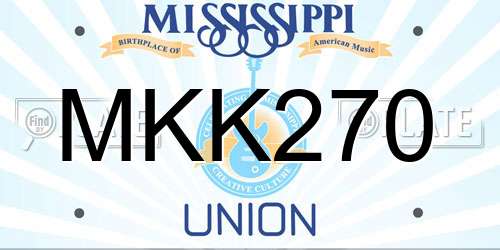 MKK270 Mississippi License Plate
