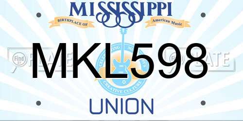MKL598 Mississippi License Plate