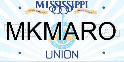 MKMARO Mississippi License Plate