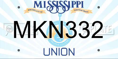 MKN332 Mississippi License Plate