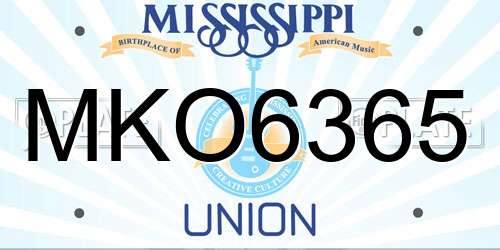 MKO6365 Mississippi License Plate