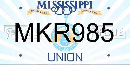 MKR985 Mississippi License Plate
