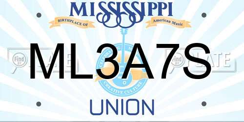 ML3A7S Mississippi License Plate