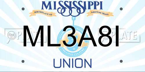 ML3A8I Mississippi License Plate